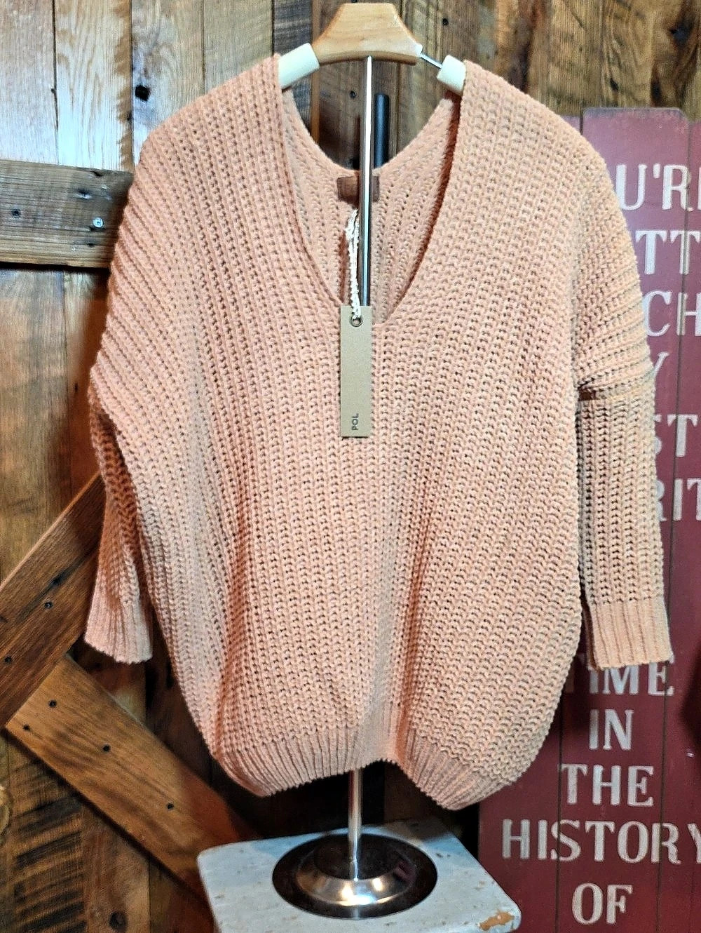 266p POL Peach Knit Sweater